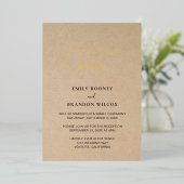 Modern Gold Elegant Rustic Wedding Reception Folie Uitnodiging (Staand Voorkant)