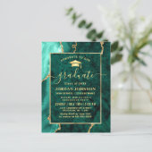 Modern Gold Emerald Graduation Party Invitation Briefkaart (Staand voorkant)