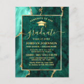 Modern Gold Emerald Graduation Party Invitation Briefkaart (Voorkant)
