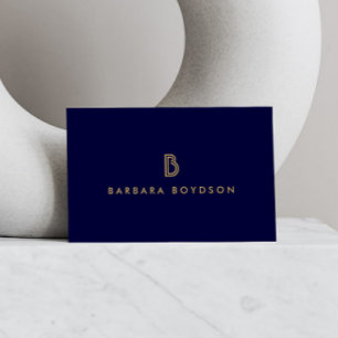  MODERN GOLD en NAVY INITIAAL MONOGRAM LOGO Visitekaartje