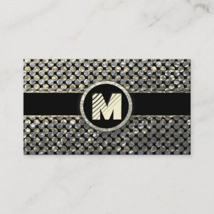 Modern Gold en Silver Monogram Visitekaartje