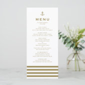 Modern Gold en White Anchor Nautical Wedding Menu (Staand voorkant)