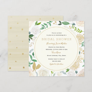 Modern Gold Floral Bridal Shower Kaart