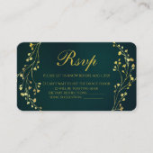 Modern Gold Floral Green Wedding Rsvp Card Informatiekaartje (Voorkant)