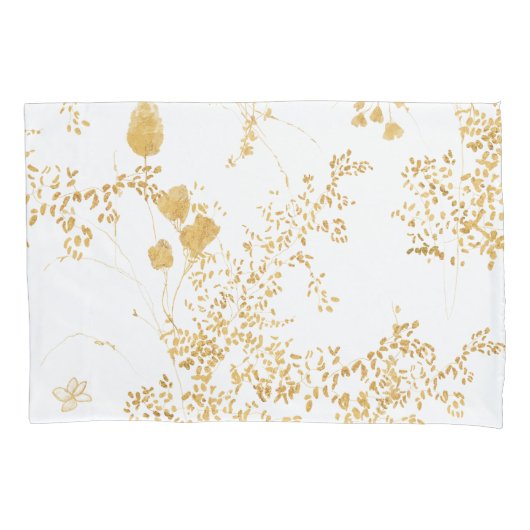 Modern Gold Floral Pillow Hoesje Kussensloop (Voorkant)
