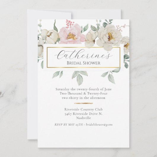 Modern Gold Floral Vrijgezellenfeest Kaart (Voorkant)