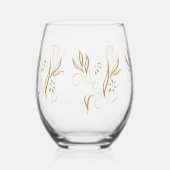 Modern Gold Floral Wijnglas Zonder Voet (Voorkant)