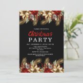Modern Gold Flower Holiday Celebration Invitation (Debout devant)