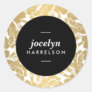 Modern Gold Flowers Gepersonaliseerde Stickers