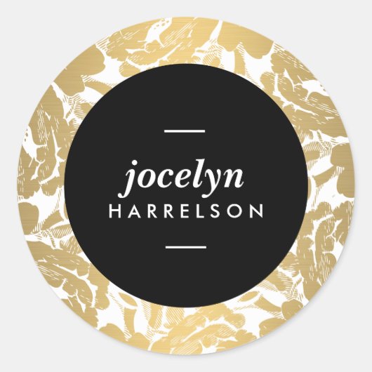 Modern Gold Flowers Gepersonaliseerde Stickers (Voorkant)
