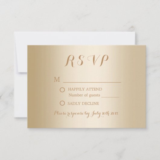 Modern Gold Foil Background Wedding RSVP Kaartje (Voorkant)