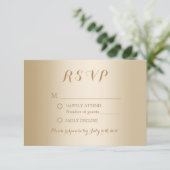 Modern Gold Foil Background Wedding RSVP Kaartje (Staand voorkant)