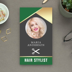 Modern Gold Foil Beauty Salon Hair Stylist Foto Visitekaartje