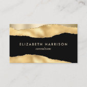 Modern Gold Foil Black Visitekaartje (Voorkant)