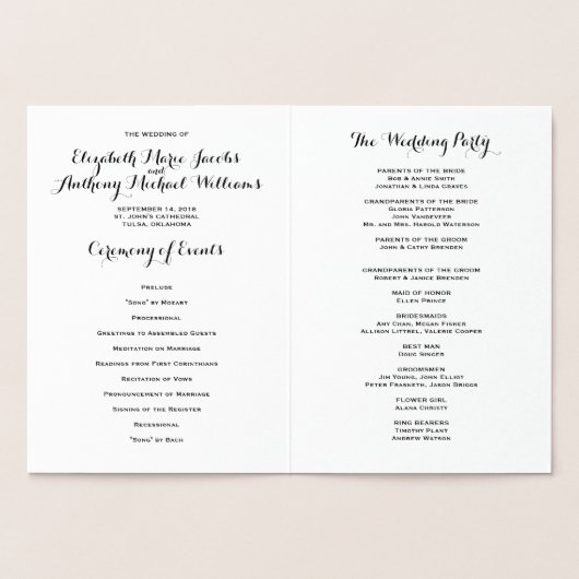 Modern Gold Foil Confetti Stippen Wedding Programm Folie Kaarten (Binnen)