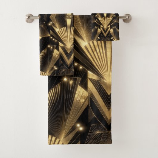 Modern Gold Foil Elegance Neo Art Deco Bad Handdoek (Insitu)