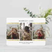 Modern Gold Foil Foto 2023 Afstuderen Kaart (Staand voorkant)