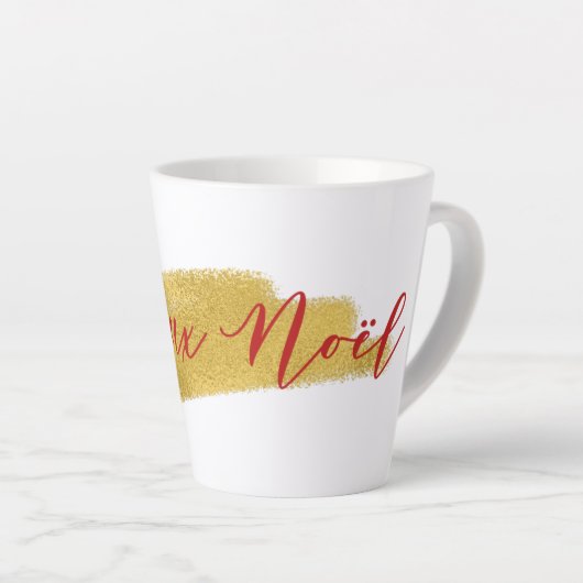 Modern Gold Foil Joyeux Noel Kerstmis Latte Mok (Rechterhoek)
