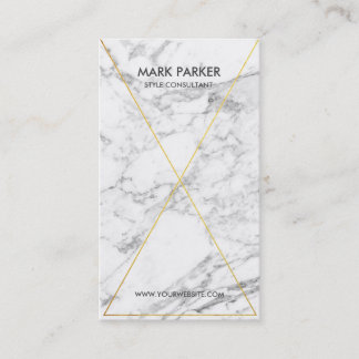 Modern Gold Foil line Art met grijze witte marmer Visitekaartje