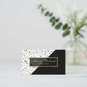 Modern Gold Foil Marble Terrazzo Black Pattern Visitekaartje (Staand voorkant)