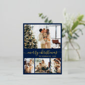 Modern Gold Foil Script Collage Holiday Briefkaart (Staand Voorkant)