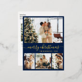 Modern Gold Foil Script Collage Holiday Briefkaart (Voorkant / Achterkant)