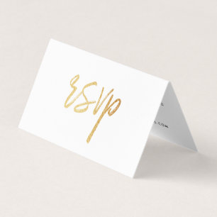 Modern Gold Foil script met Photo RSVP-kaart Visitekaartjes