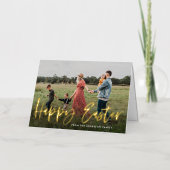 Modern Gold Foil Script Photo Happy Easter Kaart (Voorkant)