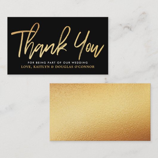 Modern Gold Foil Script Weddenschap Hartelijk dank Informatiekaartje (Voorkant / Achterkant)