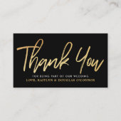 Modern Gold Foil Script Weddenschap Hartelijk dank Informatiekaartje (Voorkant)