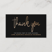 Modern Gold Foil Script Weddenschap Hartelijk dank Informatiekaartje (Voorkant)