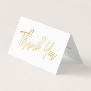 Modern Gold Foil Script Weddenschap Hartelijk dank Visitekaartjes