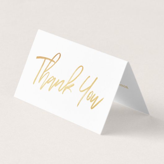 Modern Gold Foil Script Weddenschap Hartelijk dank Visitekaartjes (Voorkant)