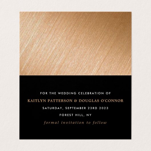 Modern Gold Foil script wijzigt de datumkaart Visitekaartjes (Binnenkant ongevouwen)