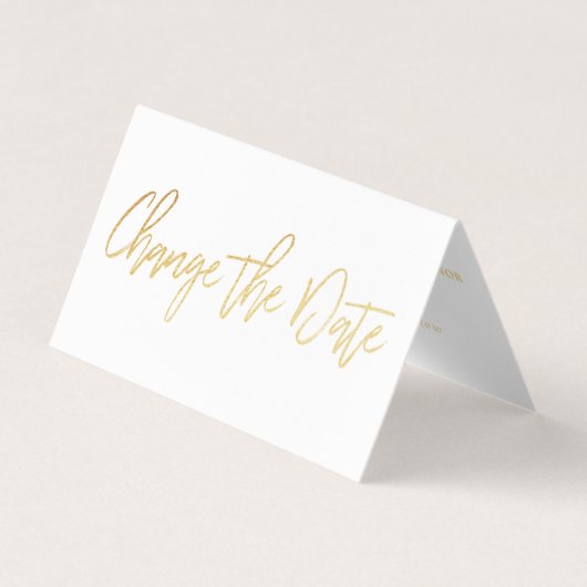 Modern Gold Foil script wijzigt de datumkaart Visitekaartjes (Voorkant)