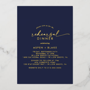 Modern Gold Foil script Zeevarendrierepetitie Folie Uitnodiging