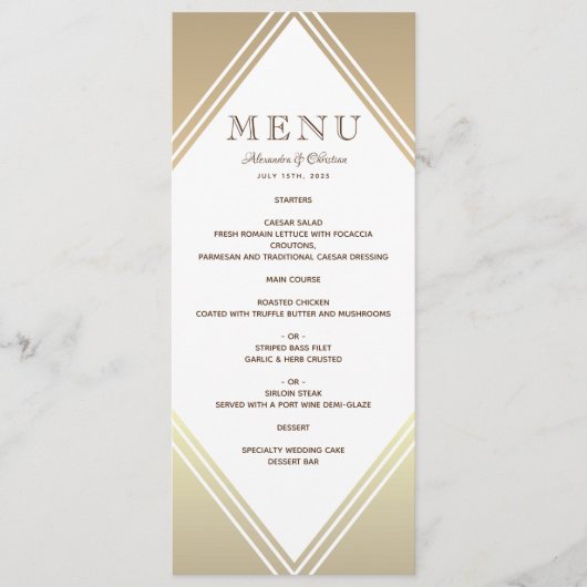 Modern Gold Foil Wedding Menu (Voorkant)