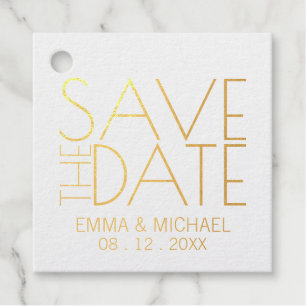 Modern Gold Foil Wedding Save the Date Bedankjes Labels