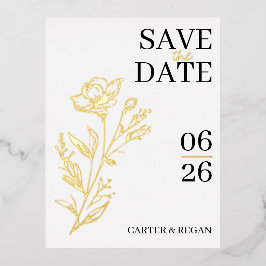 Modern Gold Foil Wedding Save the Date Kaart