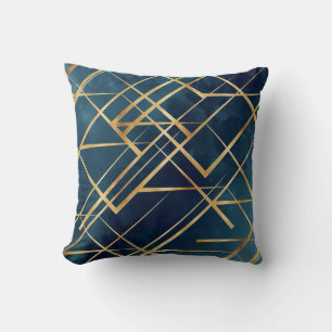 Modern Gold Geometric Blue Design Kussen