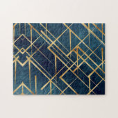 Modern Gold Geometric Blue Design Legpuzzel (Horizontaal)