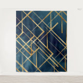 Modern Gold Geometric Blue Design Wandkleed (Voorkant)