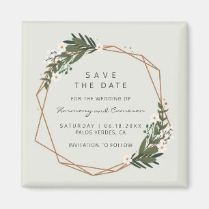 Modern Gold Geometric Boho Wedding Save the Date Magneet