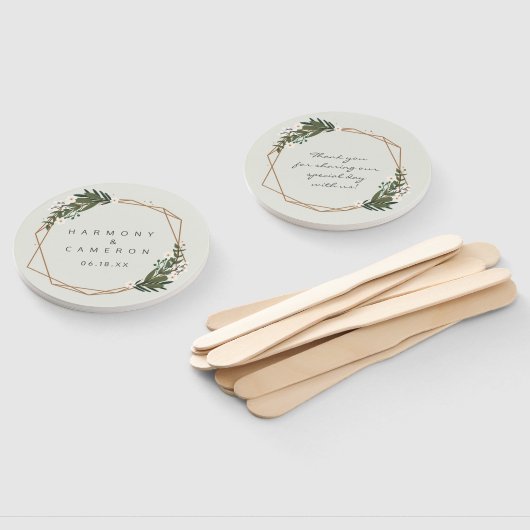 Modern Gold Geometric Greenery Boho Wedding Handwaaier (Niet-gemonteerd)