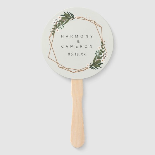 Modern Gold Geometric Greenery Boho Wedding Handwaaier (Voorkant)