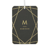 Modern Gold Geometric Pattern op Black | Monogram Luchtverfrisser (Voorkant)
