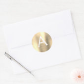 Modern Gold Girly Metallic Monogram Ronde Sticker (Envelop)