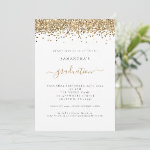 Modern Gold Glitter 2024 Afstuderen Invitation Kaart