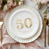Modern Gold Glitter 50th Fifty Birthday Papieren Bordje