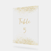 Modern Gold Glitter Acrylic Wedding Table Number (Angle)